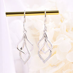 S925 Sterling Silver Hollow Geometric Diamond Earrings – Dangle & Ear Cuff Jewelry for Women
