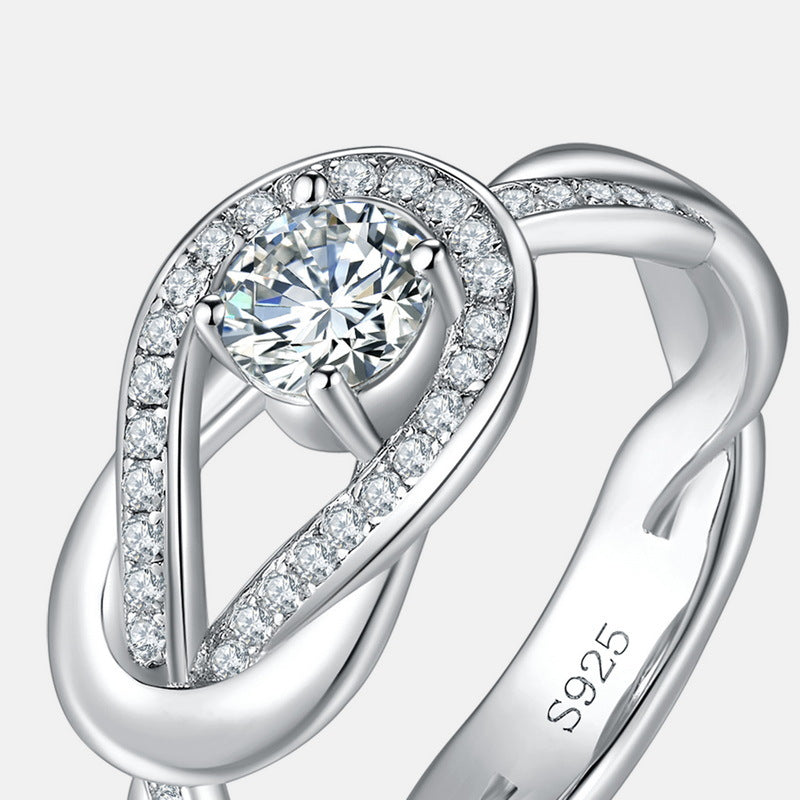 engagement rings for women | Button-Design Moissanite Ring – Platinum Plated 925 Silver Jewelry