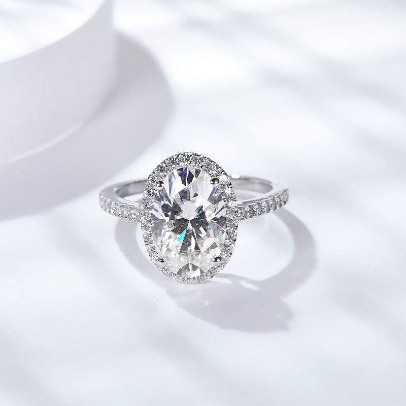 Felistly Jewelry: engagement rings for women| 2025 New Oval 5ct Full Moissanite Ring in Sterling Silver 18K Gold Plated - elongated cushion cut with wedding band