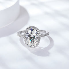 Felistly Jewelry: engagement rings for women| 2025 New Oval 5ct Full Moissanite Ring in Sterling Silver 18K Gold Plated - elongated cushion cut with wedding band