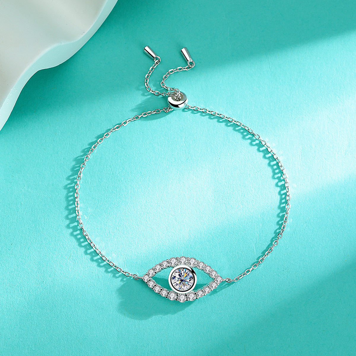 Felistly Jewelry: Evil Eye Protection Bracelet - 925 Silver Minimalist Moissanite Jewelry for Women