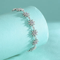 Felistly Jewelry: Sparkling Cross Flower Bracelet - 925 Silver Moissanite Dainty Jewelry for Women