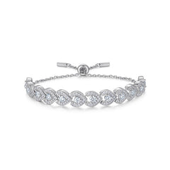Felistly Jewelry: Heart Shaped Moissanite Bracelet - 925 Silver Dainty Stackable Bangle for Women