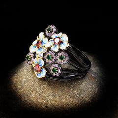 Felistly Jewelry: Fashion Colorful Cubic Zirconia Ring - Floral Gold-Tone Women's Jewelry