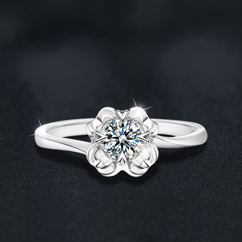 Luxury Rectangular Moissanite Ring – Snow Kiss Collection (Platinum-Plated 925 Silver)