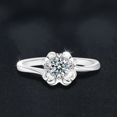 Luxury Rectangular Moissanite Ring – Snow Kiss Collection (Platinum-Plated 925 Silver)