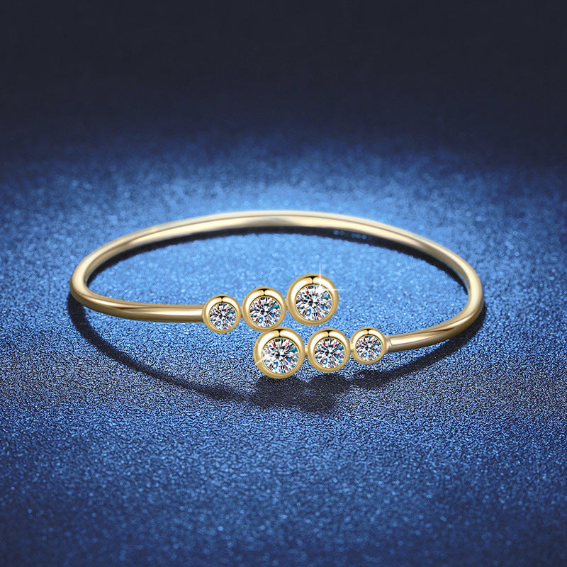 Felistly Jewelry: 1.8CT Moissanite Bubble Bracelet - Elastic Stretch Bangle Silver Jewelry for Wome