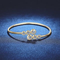 Felistly Jewelry: 1.8CT Moissanite Bubble Bracelet - Elastic Stretch Bangle Silver Jewelry for Wome