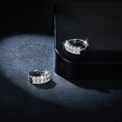 Double Row D Color Moissanite Studs - 18K Gold Plated 925 Silver Everyday Luxury