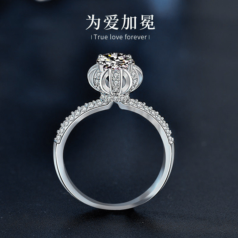 Crown for Love Moissanite Ring - Platinum Plated 925 Silver engagement rings for women