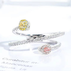 Felistly Jewelry: 2025 New Pink Diamond Snake Wrap High-Carbon Diamond Ring – Fashion Minimalist Ring for Women