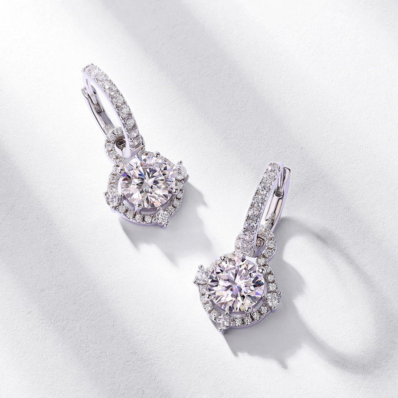 2-in-1 Moissanite Earrings – 925 Silver Pavé Gemstone Jewelry for Women
