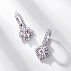 2-in-1 Moissanite Earrings – 925 Silver Pavé Gemstone Jewelry for Women
