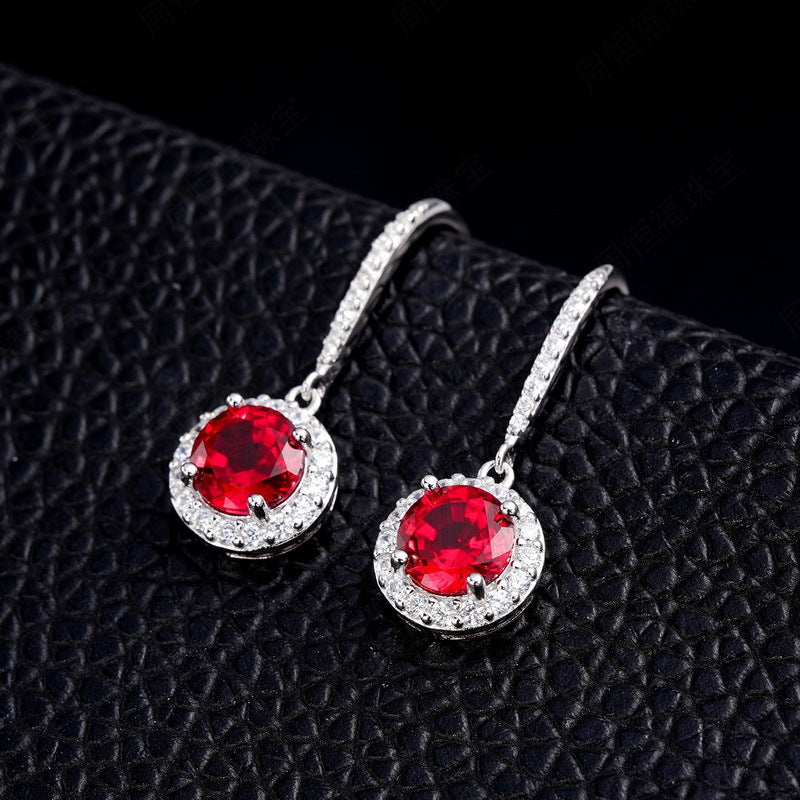Pigeon Blood Red Lab Ruby Ear Hooks – 925 Silver Customizable Dangle Earrings