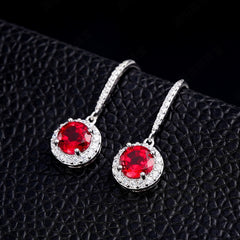 Pigeon Blood Red Lab Ruby Ear Hooks – 925 Silver Customizable Dangle Earrings