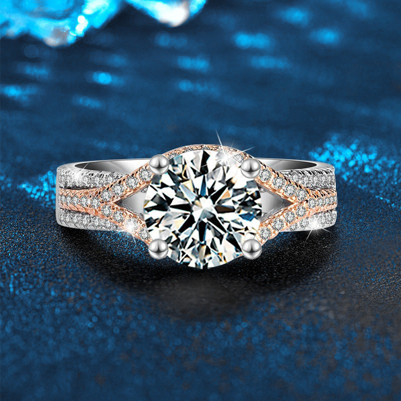 2ct True Love Intertwined Series Moissanite Ring – 925 Sterling Silver Platinum-Plated-engagement rings for women