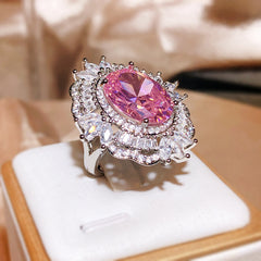 Felistly Jewelry: New Arrival Pink Zircon Full Pavé Pink Tourmaline Open Ring for Women