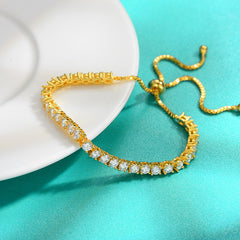 Felistly Jewelry: New S925 Sterling Silver Moissanite Tennis Bracelet - Full Pavé Adjustable Size Minimalist Jewelry