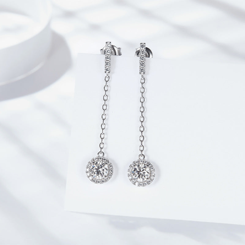 1 Carat Moissanite Drop Earrings – 925 Silver Princess Stud for Women (Minimalist Elegance)