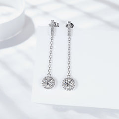 1 Carat Moissanite Drop Earrings – 925 Silver Princess Stud for Women (Minimalist Elegance)