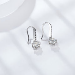 D Color Moissanite Snowflake Earrings – 925 Silver 6-Prong Dangle Earrings for Women