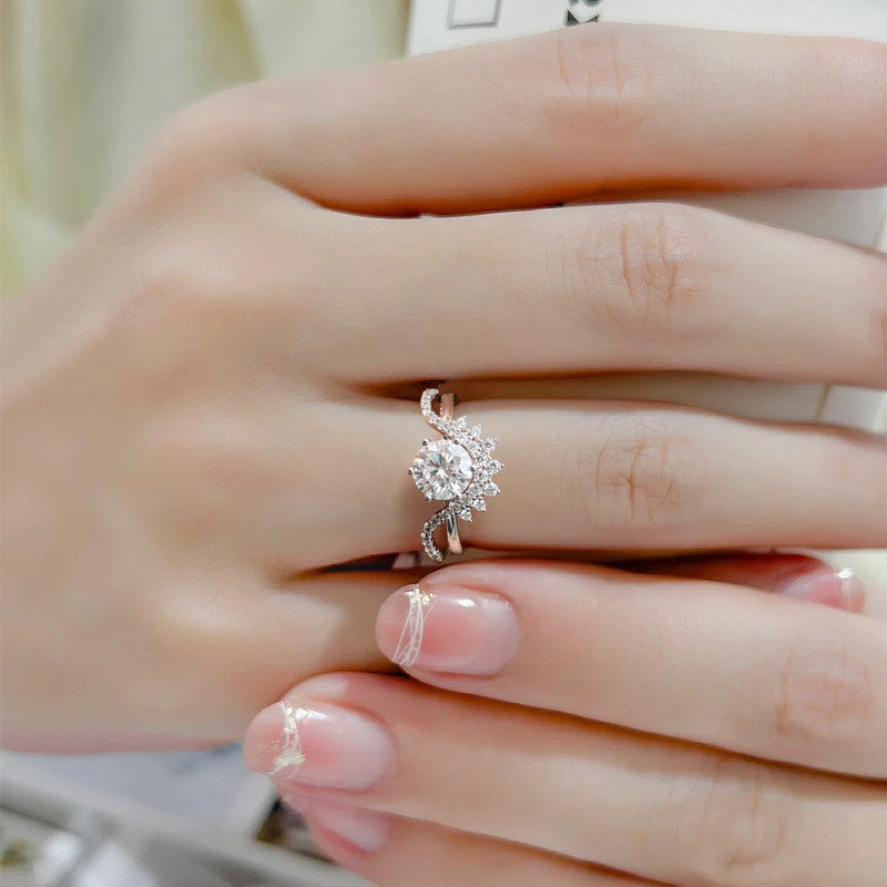 engagement rings for women | 1ct Stackable Moissanite Ring - Platinum Plated 925 Silver for Layered Elegance