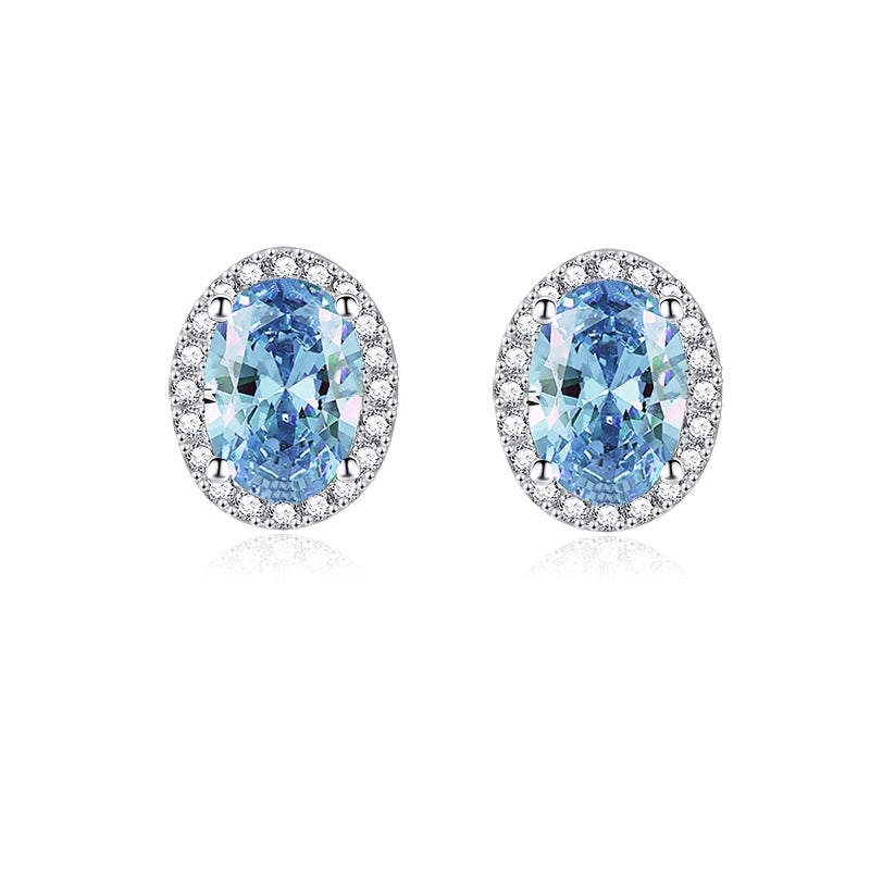 Birthstone Stud Earrings - 925 Silver 12 Months Gem Collection (Hypoallergenic)