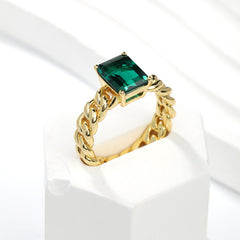 Felistly Jewelry: 3 carat moissanite emerald cut ring | 18K Gold Plated Sterling Silver | Ethical Contemporary Jewelry|engagement rings for women