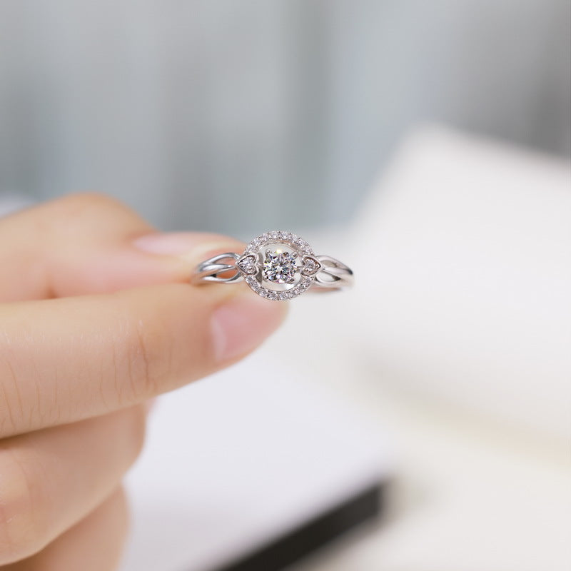 engagement rings for women | Heartthrob Collection: Platinum-Plated 925 Silver Moissanite Ring