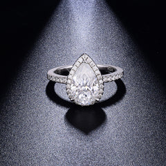 Felistly Jewelry: 3ct Pear Moissanite Solitaire Ring | 18K Gold Plated Sterling Silver | Diamond-like Jewelry