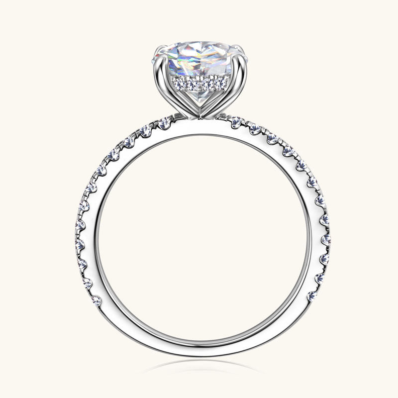 Felistly Jewelry:925 Sterling Silver 2ct Moissanite Ring for Women – High-End Micro Pave Four-Prong Solitaire Ring