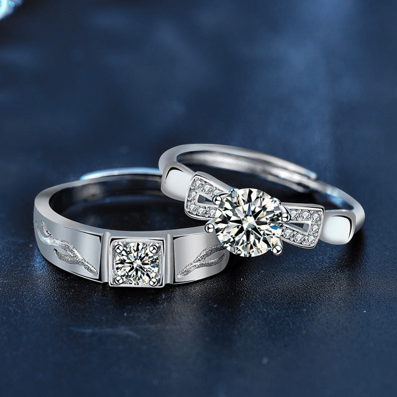 His & Hers Moissanite Promise Rings – Platinum-Plated 925 Silver ‘Deer to Love’ Collection