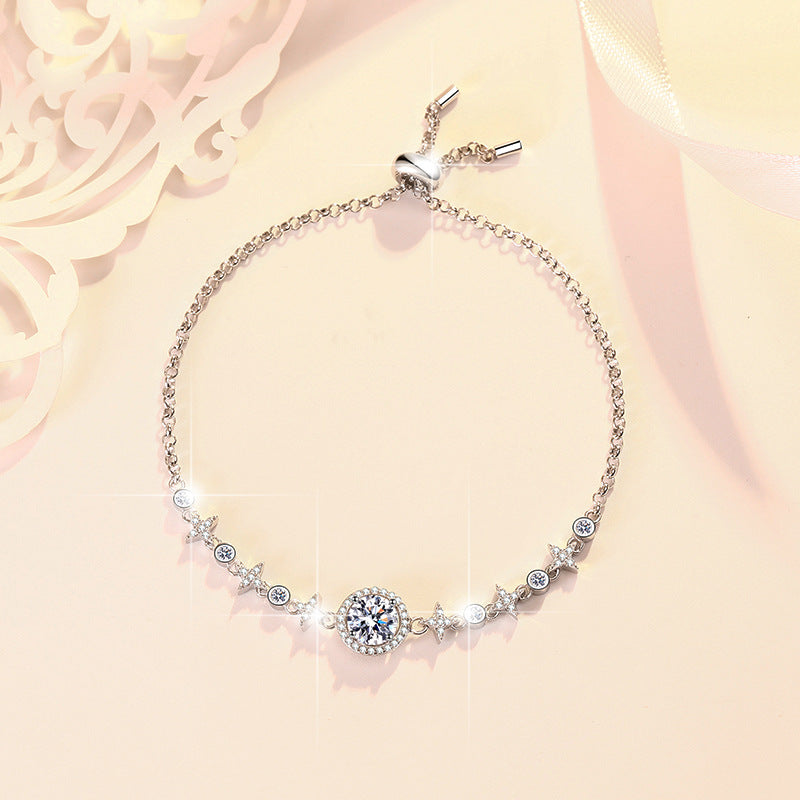 Felistly Jewelry: Adjustable Moissanite Bead Bracelet - 925 Silver Minimalist Jewelry for Women