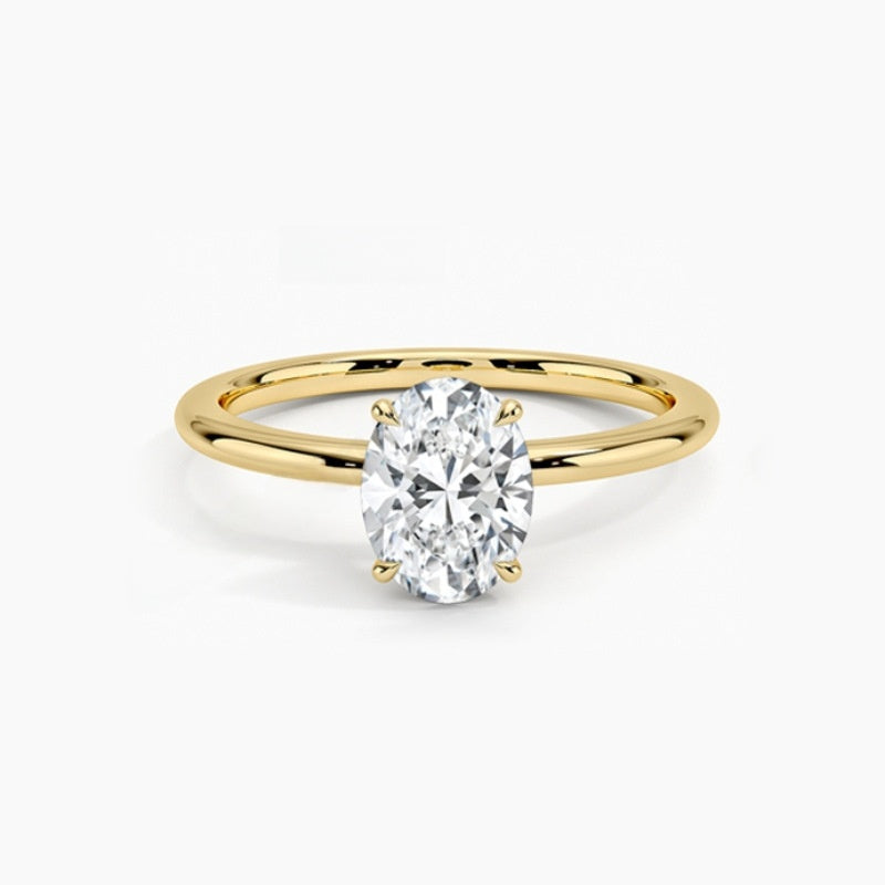 Felistly Jewelry: Minimalist 1ct Round Moissanite Solitaire Engagement Ring in S925 Silver 18k Gold Plated (Dainty Waterdrop Design)