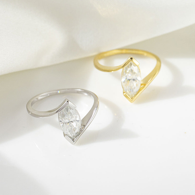 Felistly Jewelry: engagement rings for women| Dainty 5x10mm Marquise Moissanite Ring | 18K Yellow Gold Plated Sterling Silver | Minimalist Everyday Jewelry
