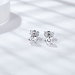 1 Carat Moissanite Drop Earrings – 925 Silver Princess Stud for Women (Minimalist Elegance)（副本）