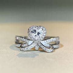 Felistly Jewelry: 925 Sterling Silver Heart Ring with Ruby & D Color Moissanite – Classic Red Gemstone Diamond Ring