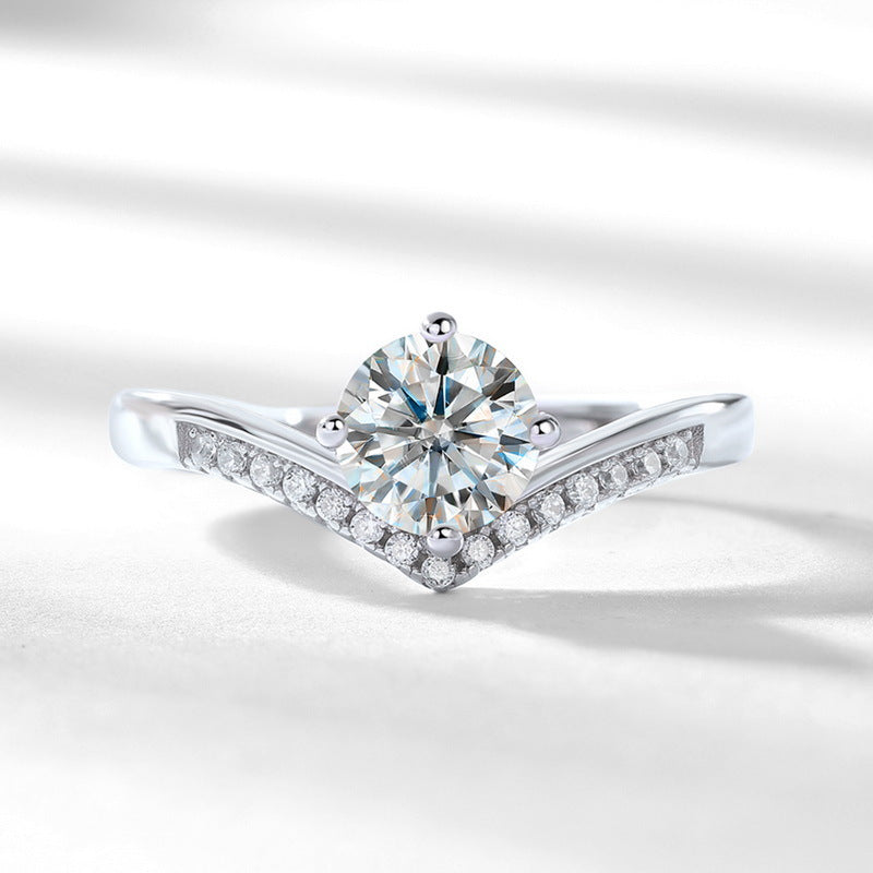engagement rings for women | Royal 1ct Moissanite Crown Ring - Platinum Plated 925 Silver Statement Piece | moissanite vintage rings