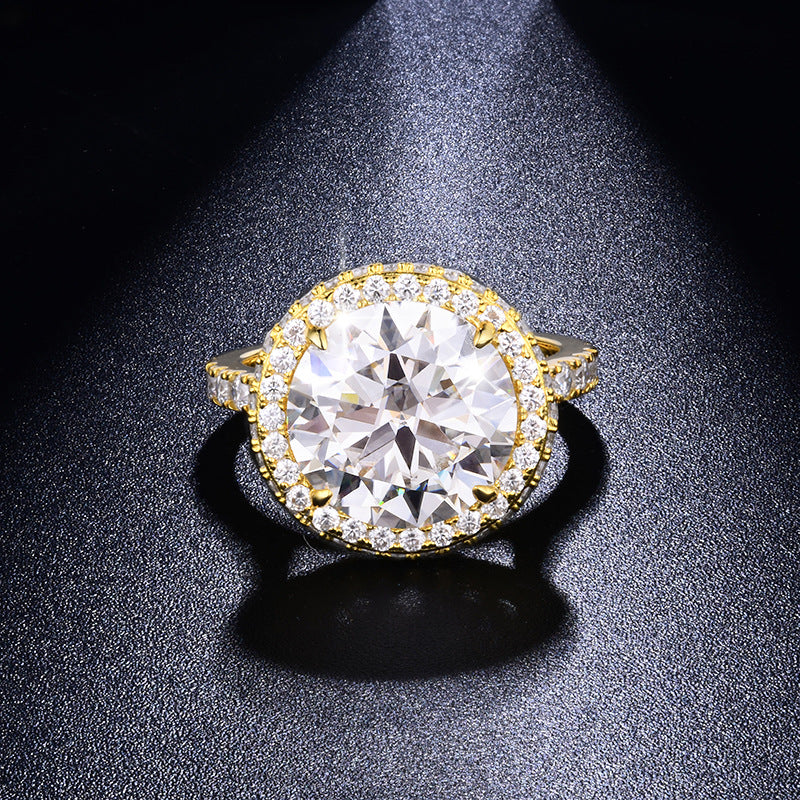 Felistly Jewelry: engagement rings for women | Classic Vintage 5ct Round Bezel Set Ring in Sterling Silver 18K Yellow Gold Plated |moissanite vintage rings