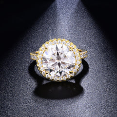 Felistly Jewelry: engagement rings for women | Classic Vintage 5ct Round Bezel Set Ring in Sterling Silver 18K Yellow Gold Plated |moissanite vintage rings