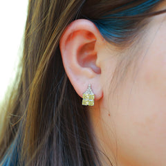 Designer Yellow Diamond Stud Earrings – 925 Silver Snowflake Diamond Halo (Modern Luxury)