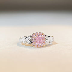 Felistly Jewelry: S925 Sterling Silver Cute Pink Diamond Ring - Ins Style Minimalist Luxury High Carbon Diamond Ring for Women