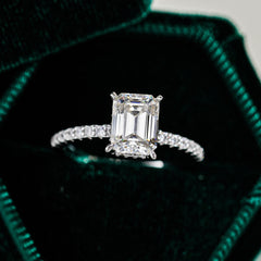 Felistly Jewelry: S925 Sterling Silver moissanite  Rectangular Ring with 3ct Emerald-Cut Gemstone for Women