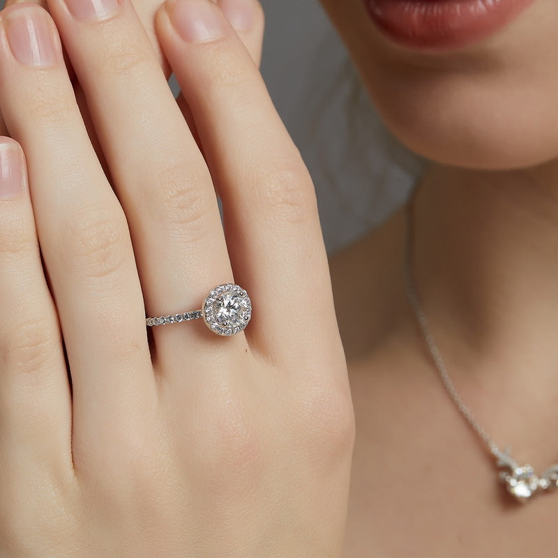 engagement rings for women | 1ct Classic Moissanite Ring - Platinum Plated 925 Silver|vintage inspired moissanite engagement rings