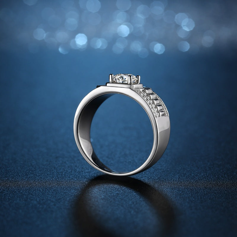 【Bold Design】Moissanite Platinum Plated 925 Sterling Silver Men's Ring | Premium Gift for Boyfriend|Men gents ring-Felistly Jewelry