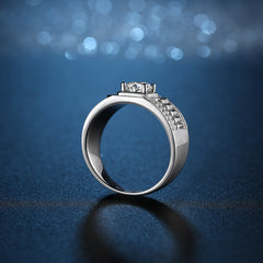 【Bold Design】Moissanite Platinum Plated 925 Sterling Silver Men's Ring | Premium Gift for Boyfriend|Men gents ring-Felistly Jewelry