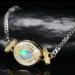 Felistly Jewelry: Natural Australian Opal Silver Bracelet - Premium 925 Sterling Silver Gemstone Jewelry for Women