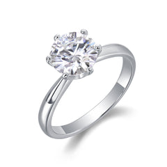 3ct Classic 6-Prong Moissanite Solitaire Ring - Platinum Plated 925 Silver | vintage inspired moissanite engagement rings