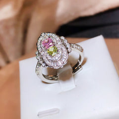Felistly Jewelry: Pink Diamond & Colored Gemstone Ring for Women - Featuring Yellow Diamond Square CZ Accents, Adjustable Open Band