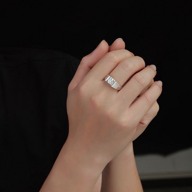 Men gents ring 3ct S925 Sterling Silver Moissanite Minimalist Men's Ring